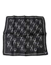 Dolce & Gabbana Black Horseshoe Silk Square Handkerchief Scarf - Scarves & Shawls
