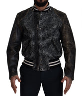 Dolce & Gabbana Black Houndstooth Polyester Bomber Jacket - IT52 | L - Bomber Jackets