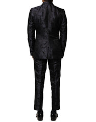 Dolce & Gabbana Black Jacquard 3 Piece Single Breasted Suit - IT46 | S - Pant Suits