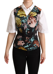Dolce & Gabbana Black Jacquard Floral Waistcoat Vest - Vests