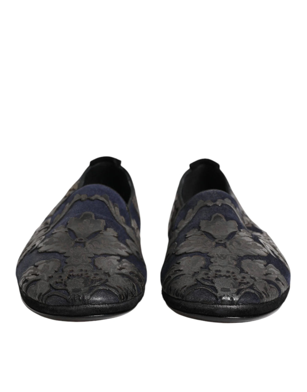 Dolce & Gabbana Black Jacquard Leather Slip On Loafers Shoes - EU44/US11 - Flats