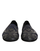 Dolce & Gabbana Black Jacquard Leather Slip On Loafers Shoes - EU44/US11 - Flats