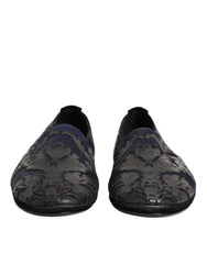Dolce & Gabbana Black Jacquard Leather Slip On Loafers Shoes - EU44/US11 - Flats