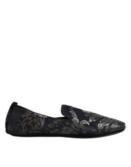 Dolce & Gabbana Black Jacquard Leather Slip On Loafers Shoes - EU44/US11