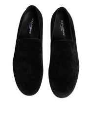 Dolce & Gabbana Black Jacquard Loafers Formal Men Dress Shoes - Flats