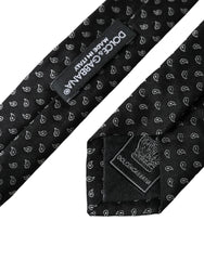 Dolce & Gabbana Black Jacquard Patterned Silk Adjustable Men Tie - Neckties