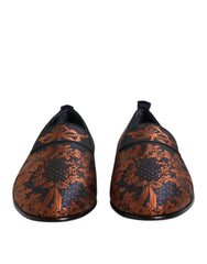 Dolce & Gabbana Black Jacquard Polyester Slip On Loafers Shoes - EU42/US9 - Flats