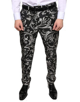 Dolce & Gabbana Black Jacquard Skinny Dress Pants - Trousers