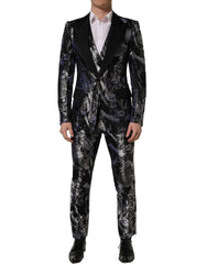 Dolce & Gabbana Black Jacquard Slim Fit Formal 3 Piece Suit - IT48 | M
