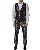 Dolce & Gabbana Black Jacquard Slim Fit Formal 3 Piece Suit - IT48 | M