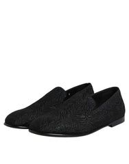 Dolce & Gabbana Black Jacquard Slip On Loafers Formal Shoes - EU40/US7 - Flats