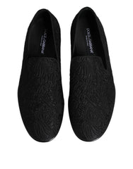 Dolce & Gabbana Black Jacquard Slip On Loafers Formal Shoes - EU40/US7 - Flats