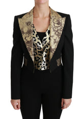 Dolce & Gabbana Black Jacquard Vest Blazer Coat Wool Jacket - IT40|S - Sport Jackets