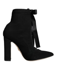 Dolce & Gabbana Black Jersey Stretch Ankle Booties Shoes - EU35.5/US5