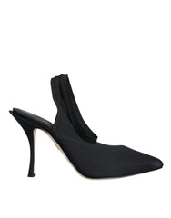 Dolce & Gabbana Black Jersey Stretch Heels Slingback Shoes - EU36.5/US6 - Heels
