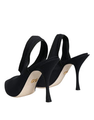 Dolce & Gabbana Black Jersey Stretch Heels Slingback Shoes - EU36.5/US6 - Heels