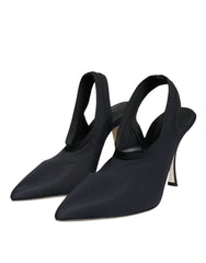 Dolce & Gabbana Black Jersey Stretch Heels Slingback Shoes - EU36.5/US6 - Heels
