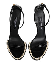 Dolce & Gabbana Black KEIRA Pearl Embellished Sandals Shoes - EU40.5/US10 - Sandals