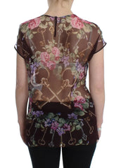Dolce & Gabbana Black Key Floral Print Silk Blouse T-shirt - IT42|M - Blouses