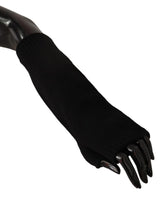 Dolce & Gabbana Black Knitted Fingerless Elbow Length Gloves - Gloves & Mittens