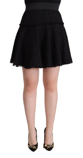 Dolce & Gabbana Black Knitted Nylon High Waist Mini A-line Skirt - IT40|S - Skirts
