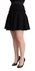 Dolce & Gabbana Black Knitted Nylon High Waist Mini A-line Skirt - IT40|S - Skirts