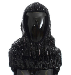 Dolce & Gabbana Black Knitted Sequin Hood Scarf Hat - Scarves & Shawls