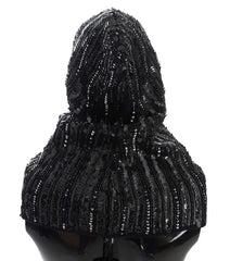 Dolce & Gabbana Black Knitted Sequin Hood Scarf Hat - Scarves & Shawls