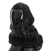 Dolce & Gabbana Black Knitted Sequin Hood Scarf Hat - Scarves & Shawls