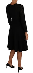Dolce & Gabbana Black Knitted Wool Sheath Long Sleeves Dress - IT40|S - Dresses