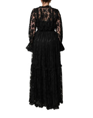 Dolce & Gabbana Black Lace A-line Long Evening Gown Dress - IT38 | XS