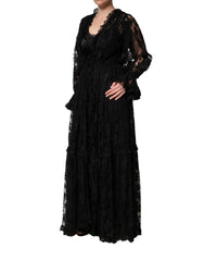 Dolce & Gabbana Black Lace A-line Long Evening Gown Dress - IT38 | XS