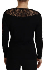 Dolce & Gabbana Black Lace Angel Roses Cardigan Sweater - Cardigans