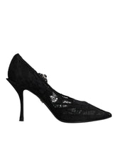 Dolce & Gabbana Black Lace Crystals Mary Jane Pumps Shoes - EU39.5/US9 - Heels