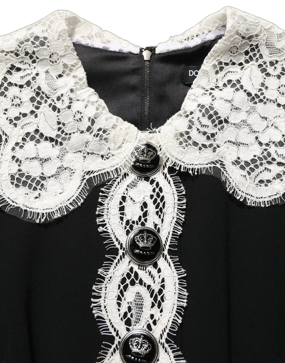Dolce & Gabbana Black Lace Detailing Long Sleeves Midi Dress - IT38 | XS