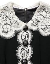 Dolce & Gabbana Black Lace Detailing Long Sleeves Midi Dress - IT38 | XS