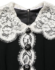 Dolce & Gabbana Black Lace Detailing Long Sleeves Midi Dress - IT38 | XS