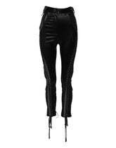 Dolce & Gabbana Black Lace Details High Waist Skinny Pants - IT40|S - Trousers