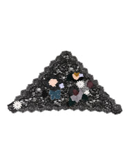 Dolce & Gabbana Black Lace Floral Applique Cotton Veil Hat - IT40|S - Bridal Accessories