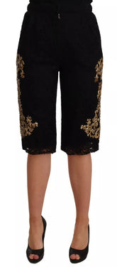 Dolce & Gabbana Black Lace Gold Baroque SPECIAL PIECE Shorts - IT40|S - Short Trousers