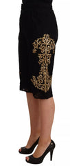 Dolce & Gabbana Black Lace Gold Baroque SPECIAL PIECE Shorts - IT40|S - Short Trousers
