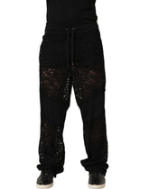 Dolce & Gabbana Black Lace Mid Waist Jogger Men Trouser Pants - IT48 | M
