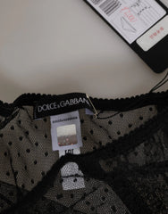 Dolce & Gabbana Black Lace Polka Dot Mesh High Waist Underwear - IT2 | S - Briefs