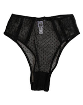 Dolce & Gabbana Black Lace Polka Dot Mesh High Waist Underwear - IT2 | S - Briefs