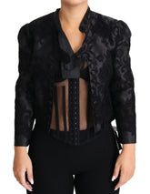 Dolce & Gabbana Black Lace Sheer Corset Organza Silk Jacket - IT46|XL - Coats & Jackets