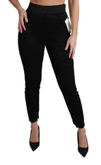 Dolce & Gabbana Black Lace Skinny High Waist Cotton Pants - IT38|XS - Jeans