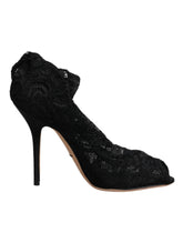 Dolce & Gabbana Black Lace Stretch Heels Mid Calf Boots Shoes - EU37/US7 - Boots