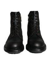 Dolce & Gabbana Black Lace Up Mid Calf Boots Men Shoes - EU40/US7