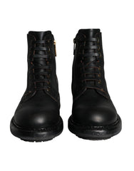 Dolce & Gabbana Black Lace Up Mid Calf Boots Men Shoes - EU40/US7