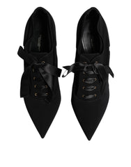 Dolce & Gabbana Black Lace Up Stiletto Heels Pumps Shoes - Heels
